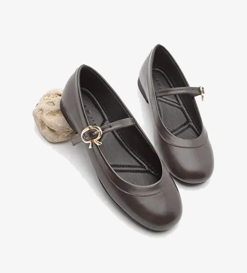 Kadın Tokalı Babet Meladi Kahve - Görsel 1