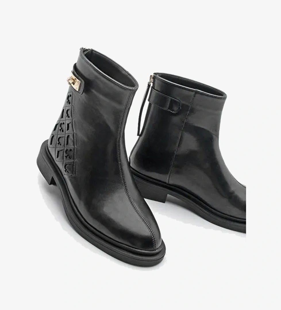 Kadın Tokalı Arkadan Fermuarlı Günlük Bot Himpa Siyah - Görsel 1