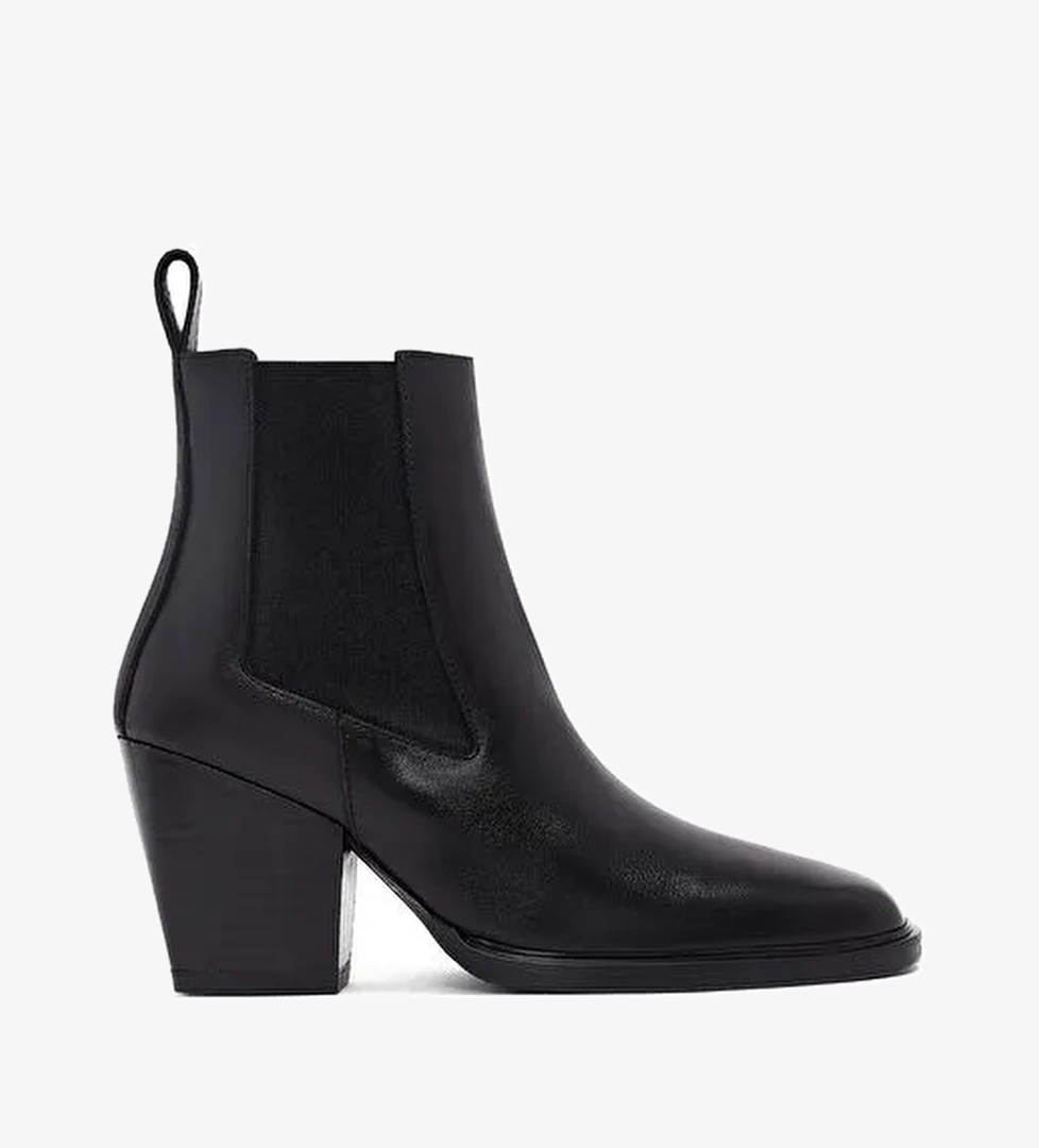 Kadın Siyah Kalın Topuklu Deri Chelsea Bot 25WFD141318 - Görsel 1