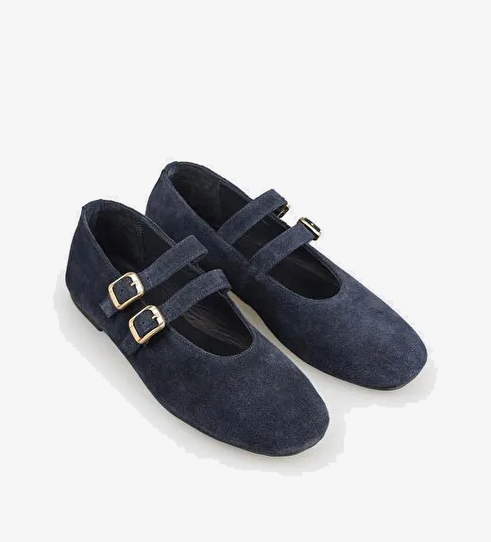 Lacivert Deri Kadın Günlük Ayakkabı - Görsel 1