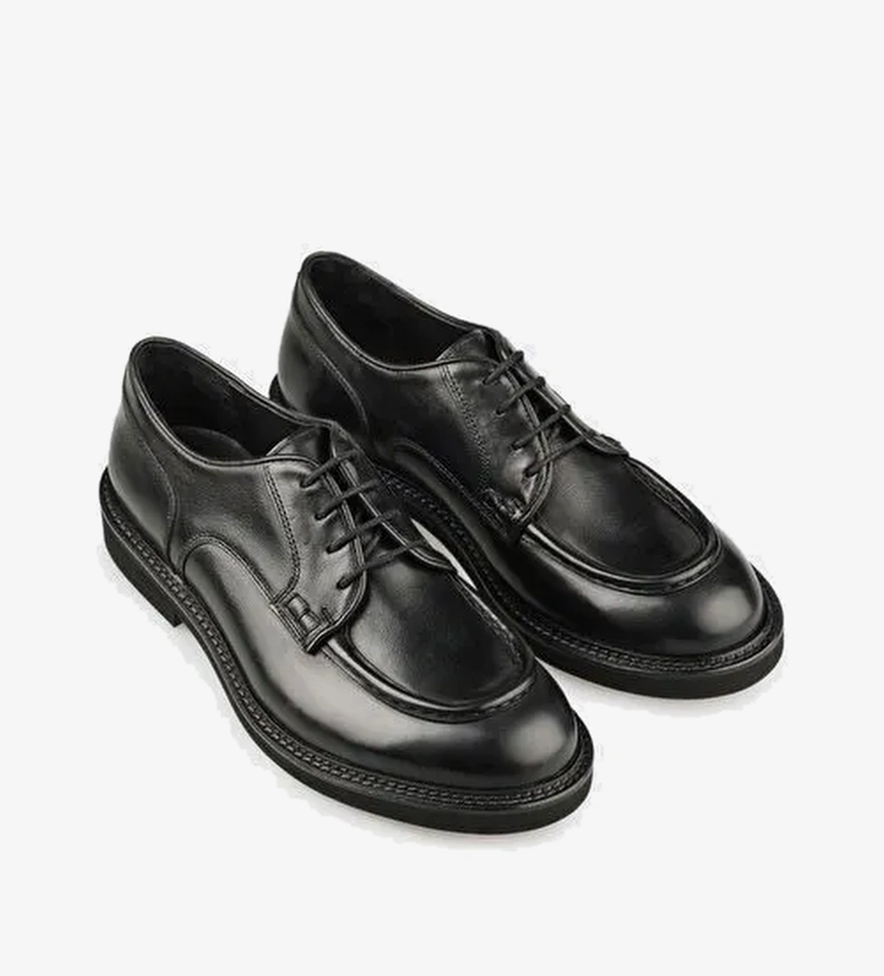 Siyah Deri Erkek Günlük Ayakkabı - Görsel 1