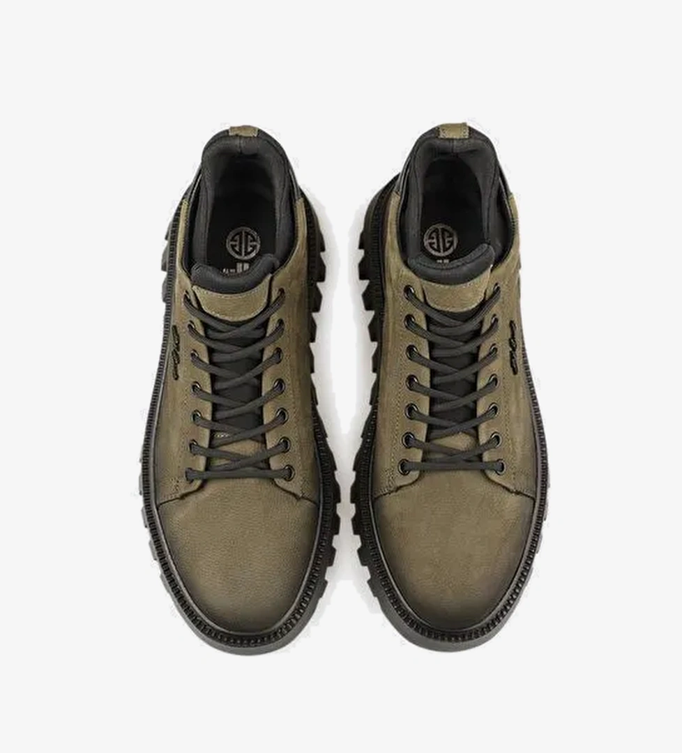 Haki Deri Erkek Spor Ayakkabı - Görsel 1
