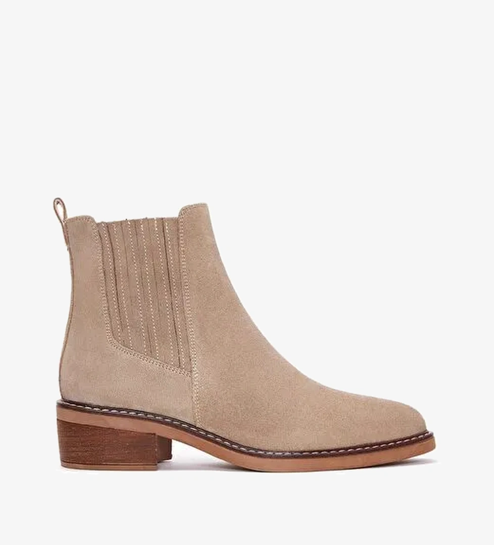 Kadın Bej Süet Deri Chelsea Bot 25WFD160410 - Görsel 1