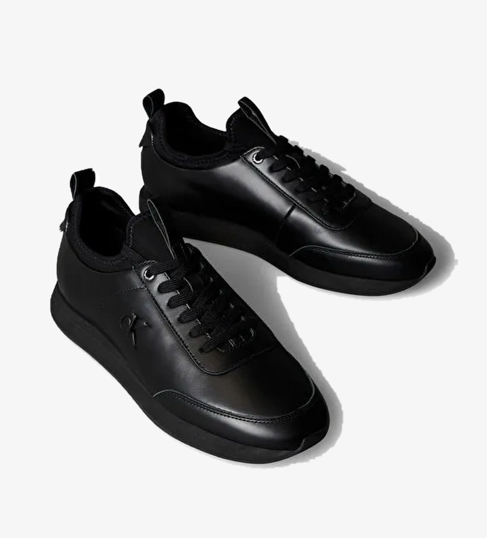 Calvin Klein Siyah Erkek Sneaker RETRO RUNNER SOCK LACEUP LTH - Görsel 1