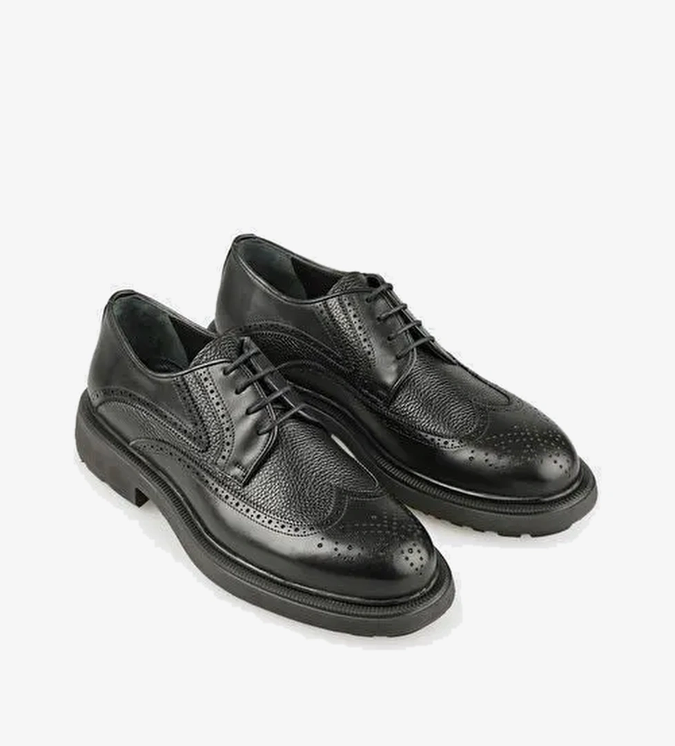 Siyah Deri Erkek Günlük Ayakkabı - Görsel 1