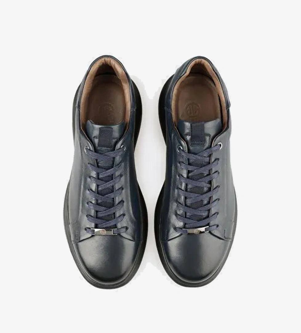 Lacivert Deri Erkek Günlük Ayakkabı - Görsel 1