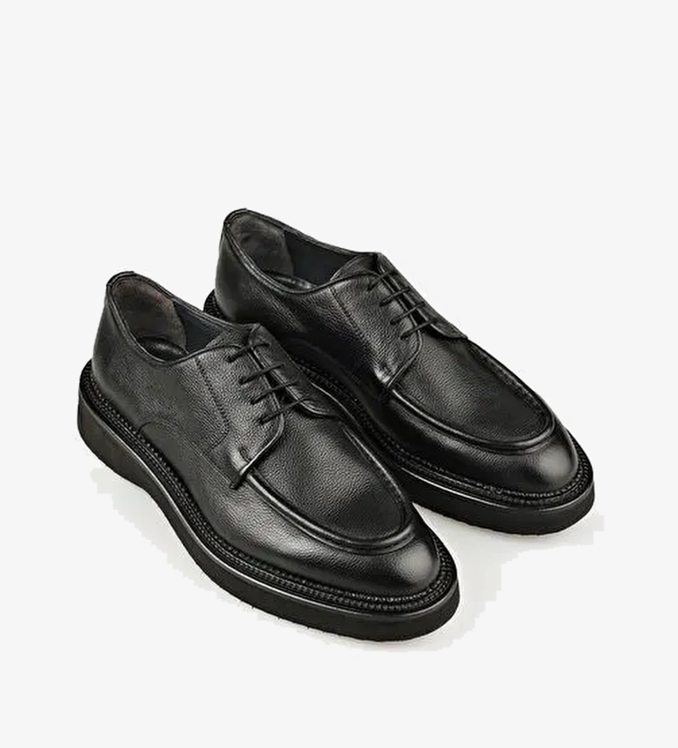 Siyah Deri Erkek Günlük Ayakkabı - Görsel 1