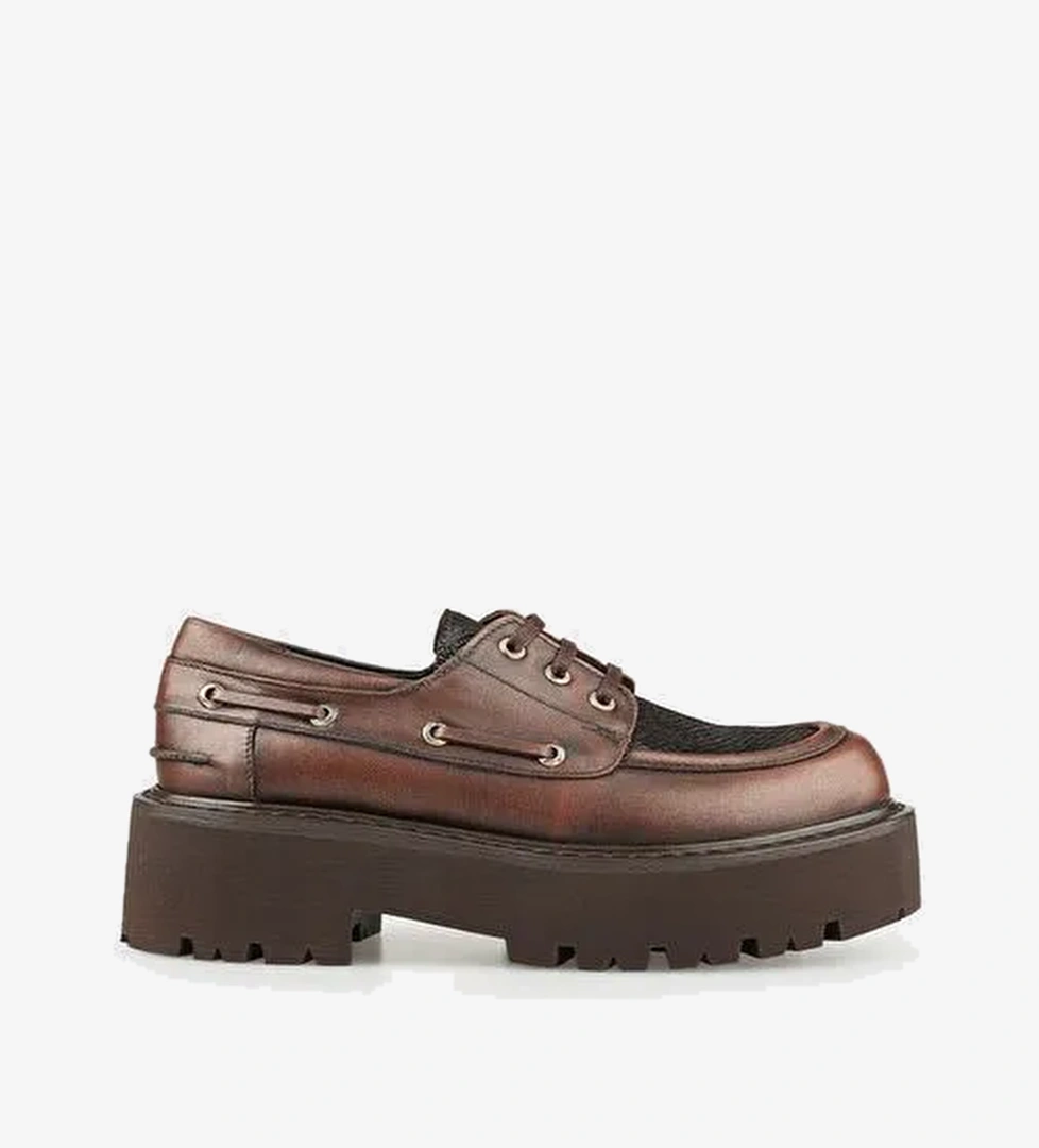 Kahve Deri Kadın Günlük Ayakkabı - Görsel 1