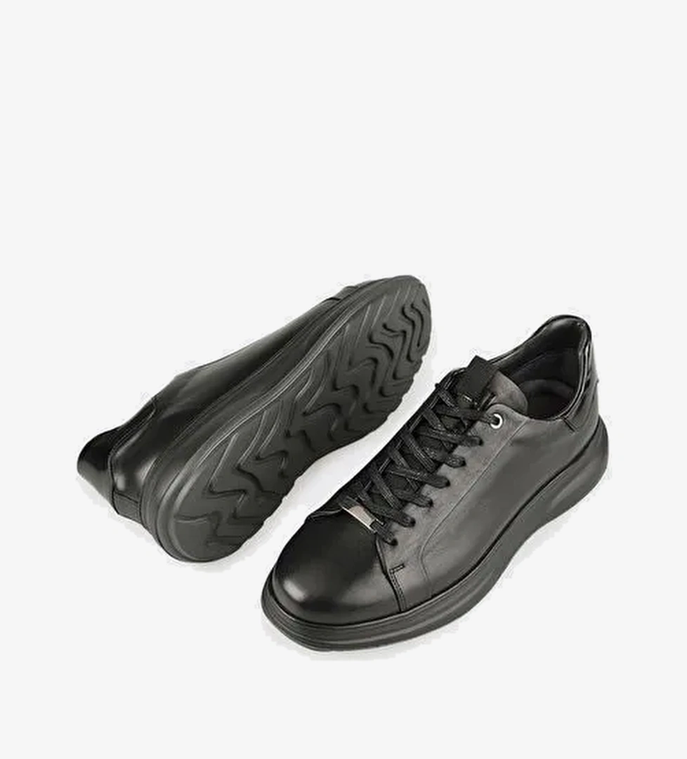 Siyah Deri Erkek Günlük Ayakkabı - Görsel 1