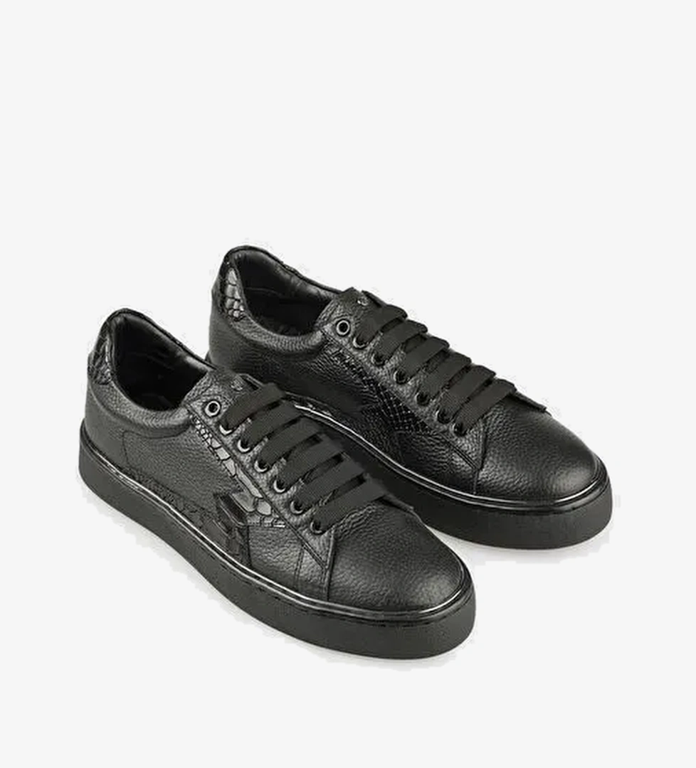 Siyah Deri Erkek Spor Ayakkabı - Görsel 1