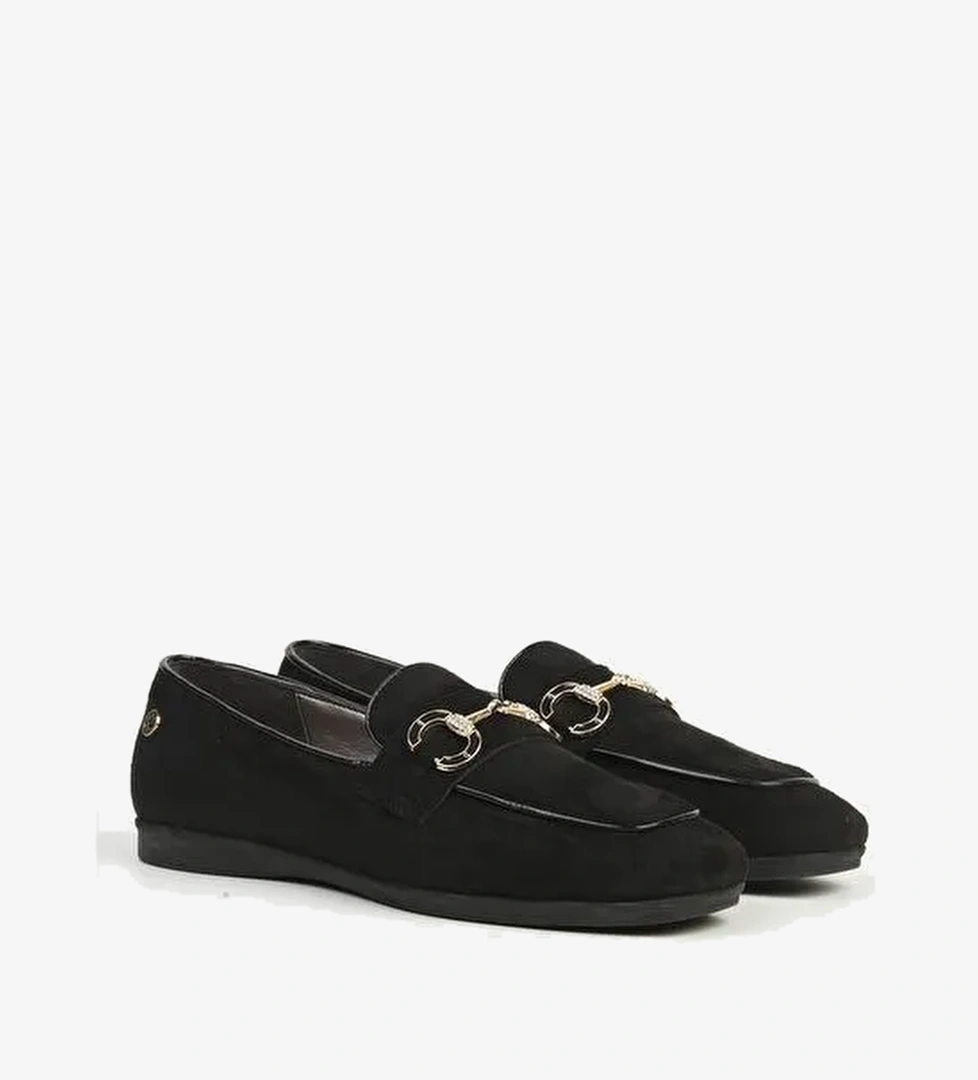 Siyah Süet Kadın Loafer PC-55228 - Görsel 1