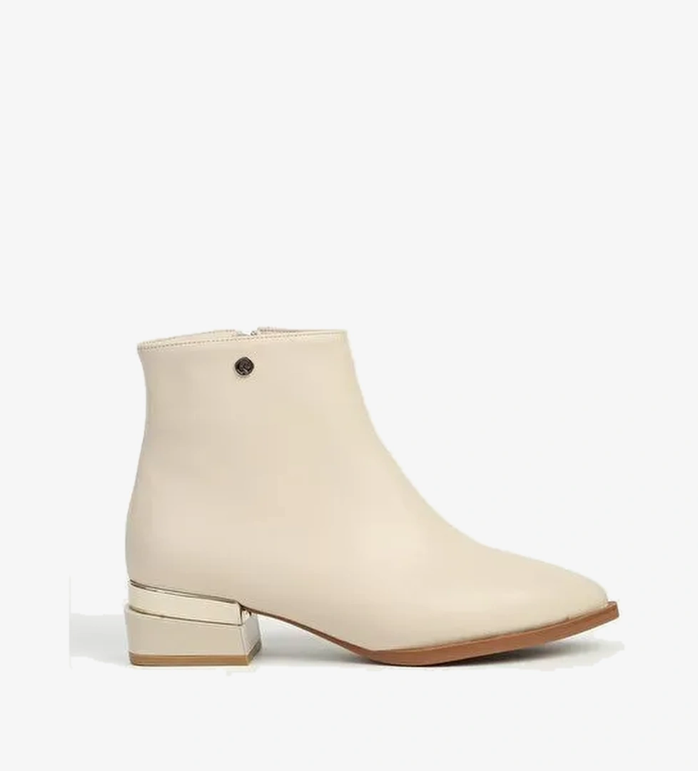 Krem Yarım Fermuarlı Bot PC-54991 - Görsel 1