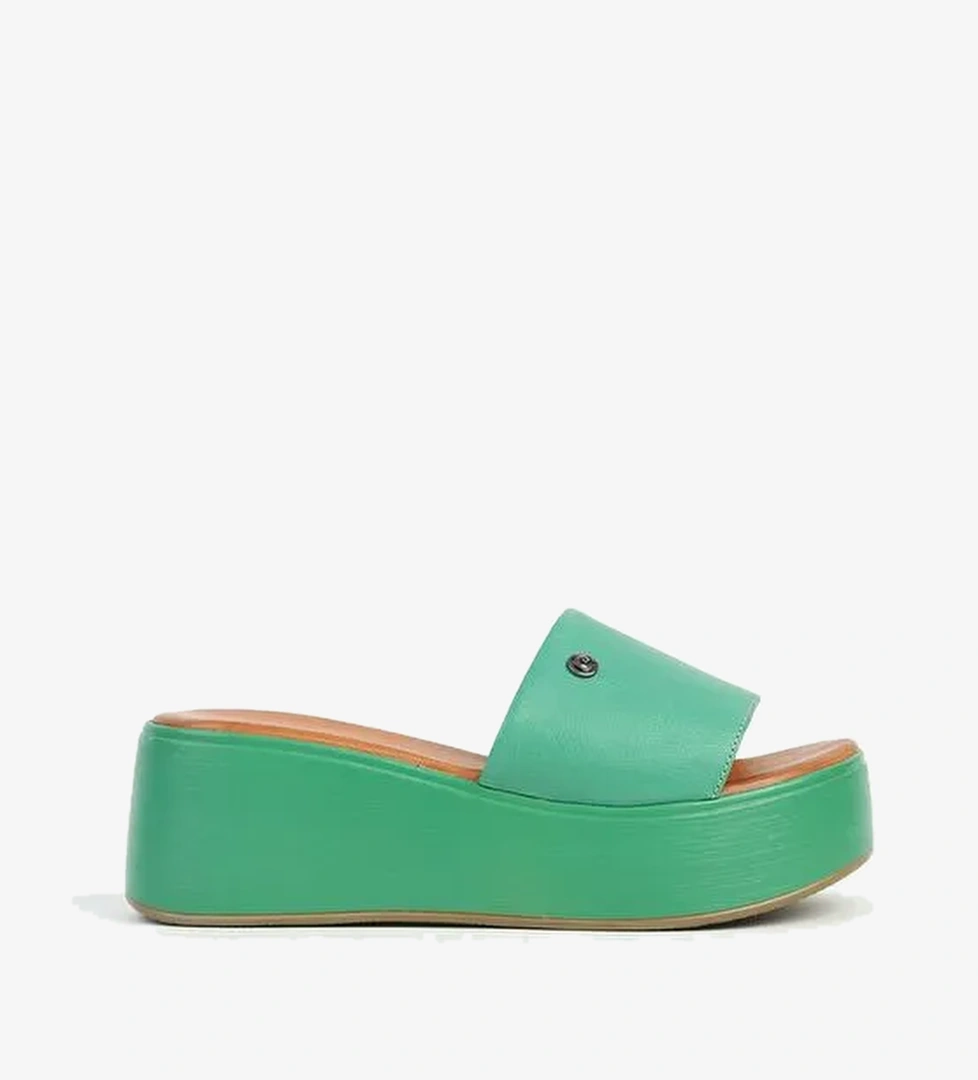 Pierre Cardin Yeşil Kadın Deri Terlik PCK-5008 - Görsel 1