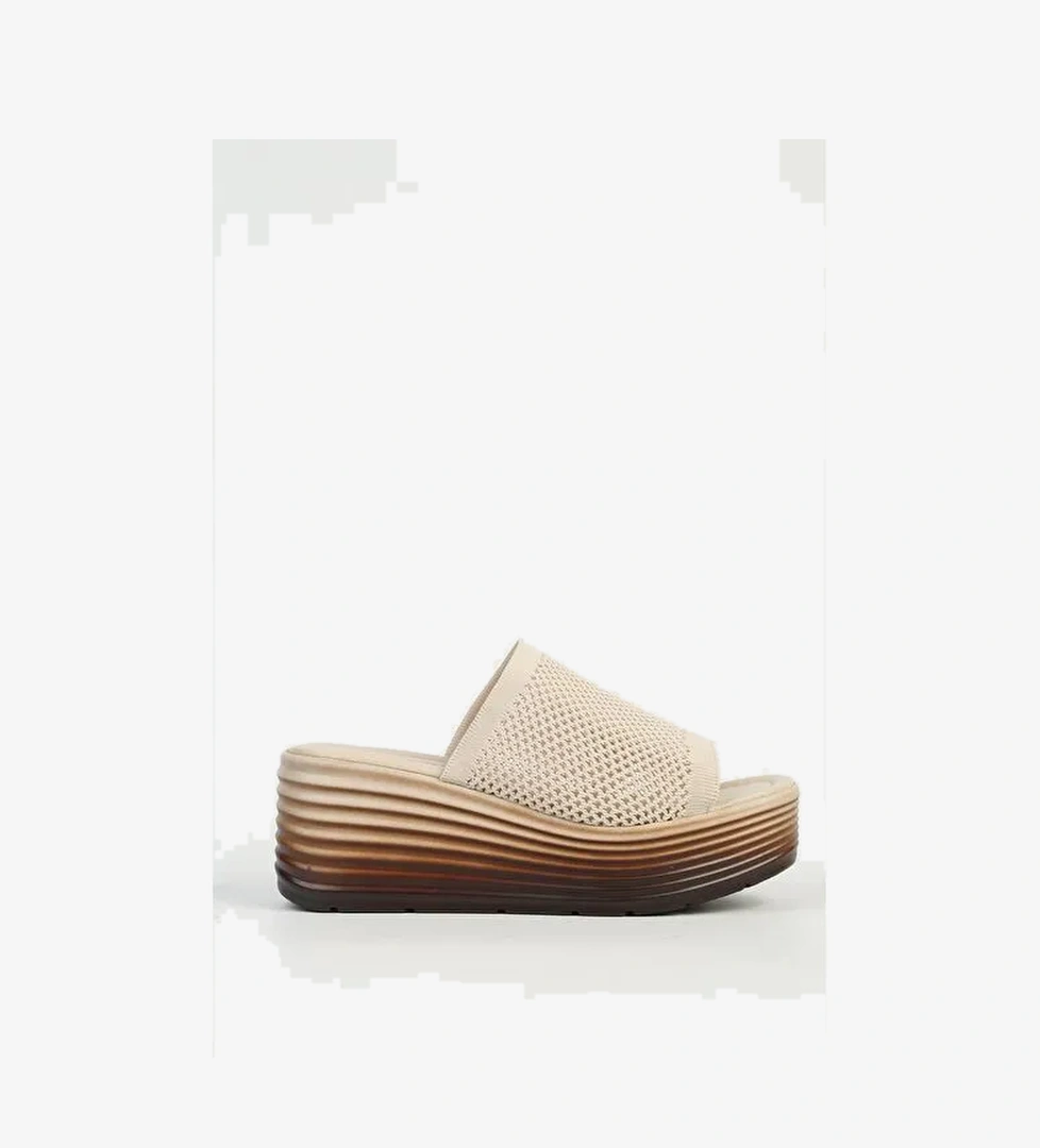 Pierre Cardin Krem Kadın Topuklu Terlik PC-54574 - Görsel 1