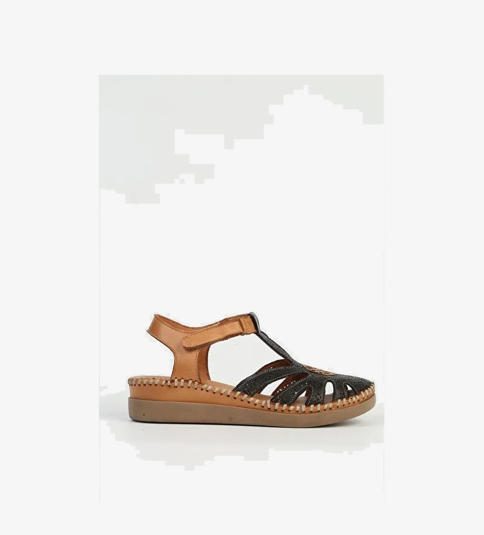 Pierre Cardin Hakiki Deri Kadın Siyah Sandalet PC-54517 - Görsel 1