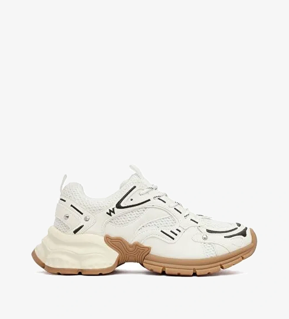 Kadın Beyaz Bağcıklı Kalın Tabanlı Sneaker 25AFD430414 - Görsel 1