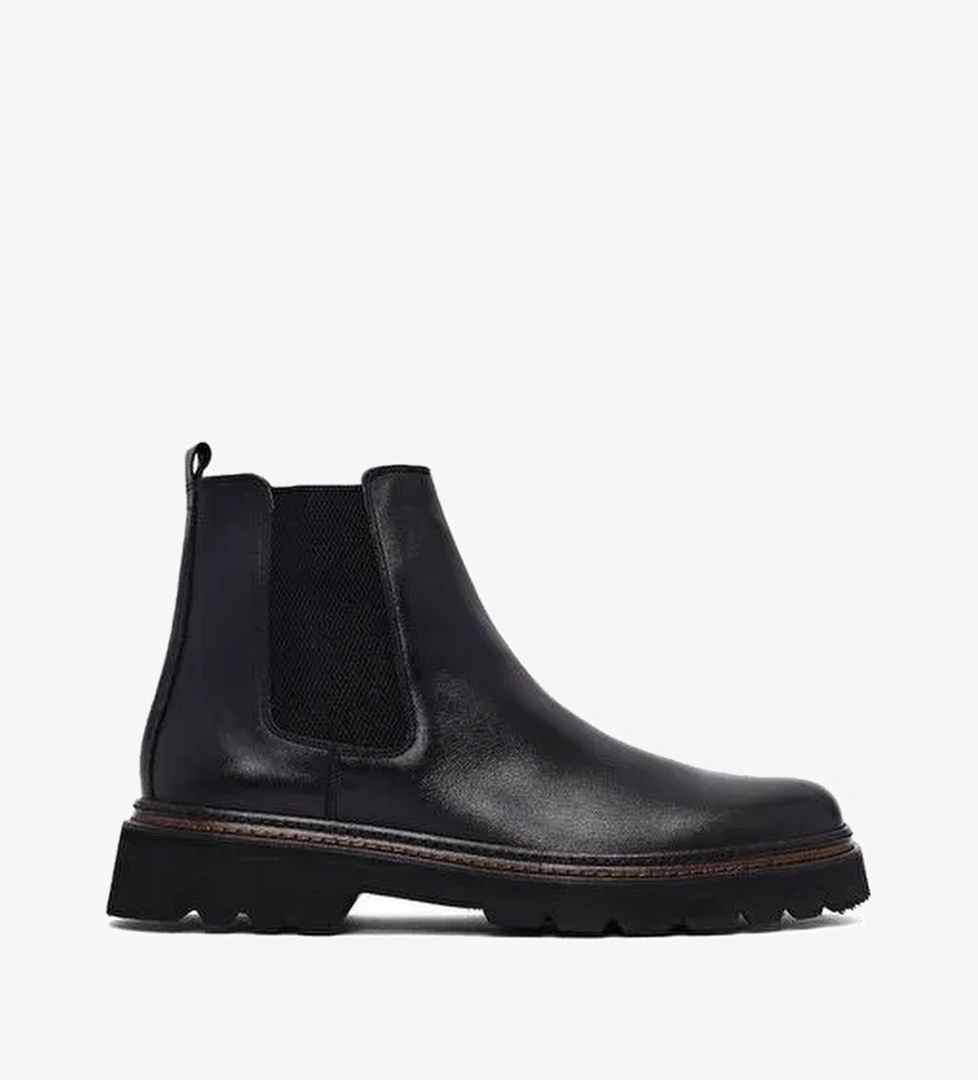 Erkek Siyah Deri Chelsea Bot 25WFD620618 - Görsel 1