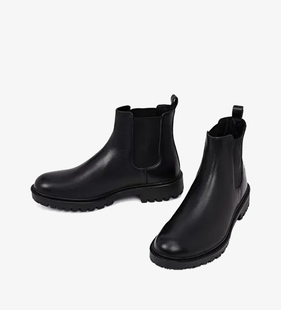 Erkek Siyah Deri Chelsea Bot 25WFD701918 - Görsel 1