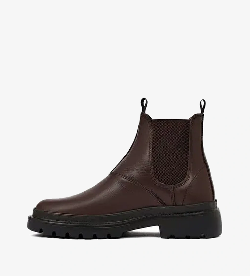 Erkek Kahverengi Deri Casual Chelsea Bot 25WFD680718 - Görsel 1