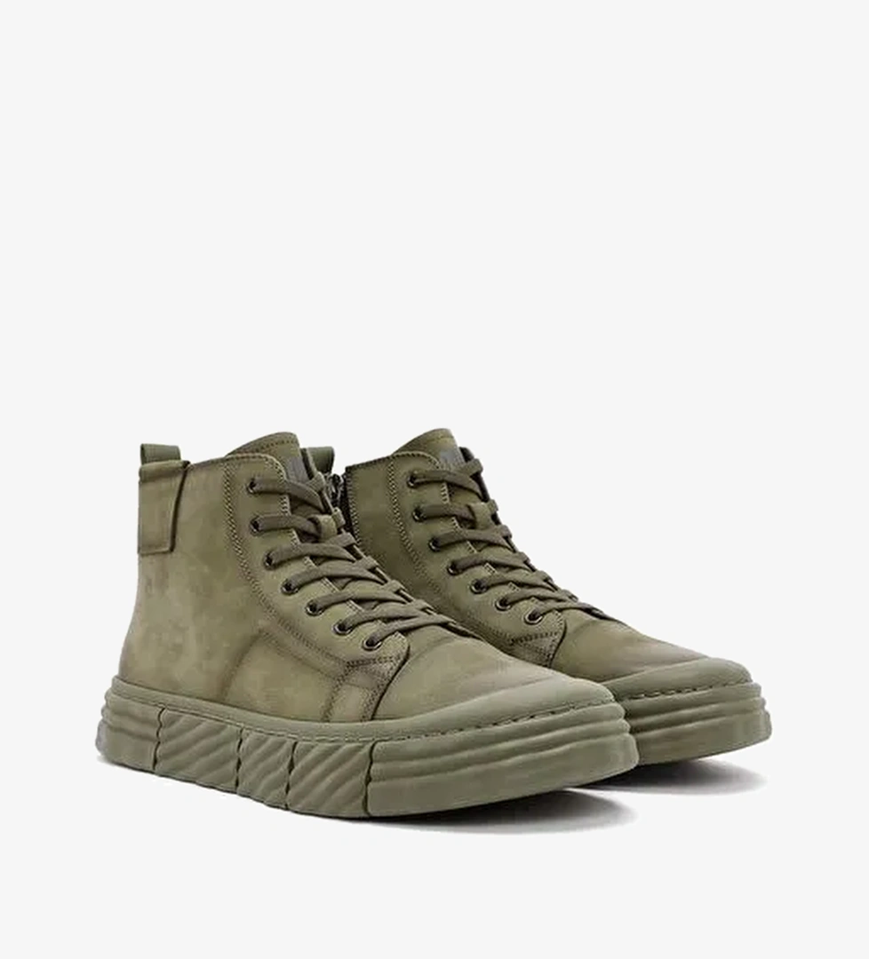 Erkek Haki Fermuarlı Nubuk Spor Bot 25WFD6920V3 - Görsel 1