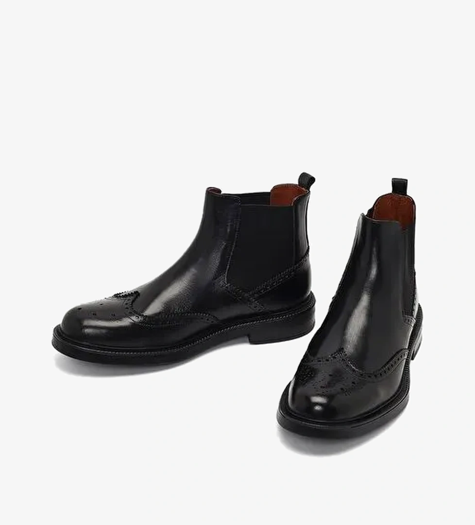 Erkek Siyah Deri Chelsea Bot 25WFD724718 - Görsel 1