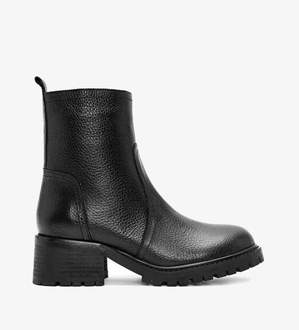 Kadın Siyah Fermuarlı Deri Bot 25WFD1514FT - Görsel 1