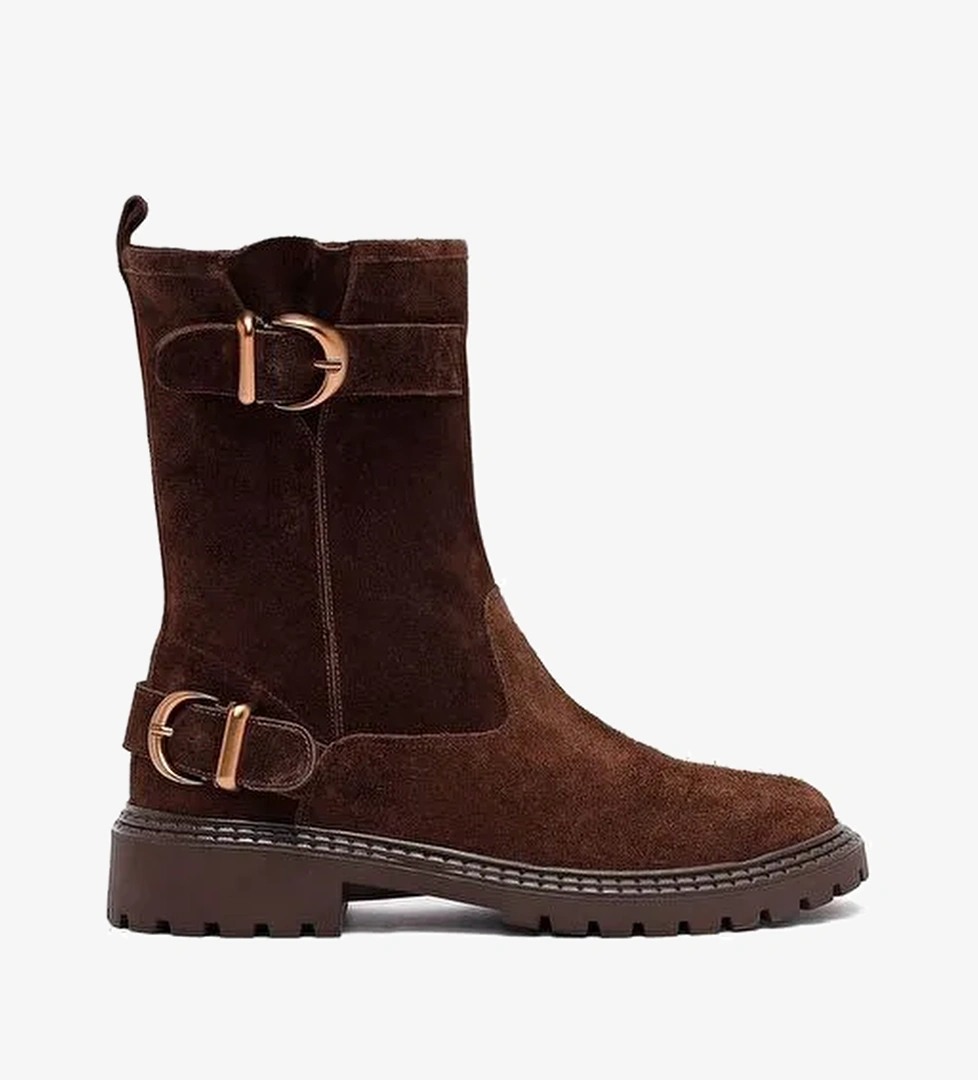 Kadın Kahverengi Süet Deri Bot 25WFD202410 - Görsel 1