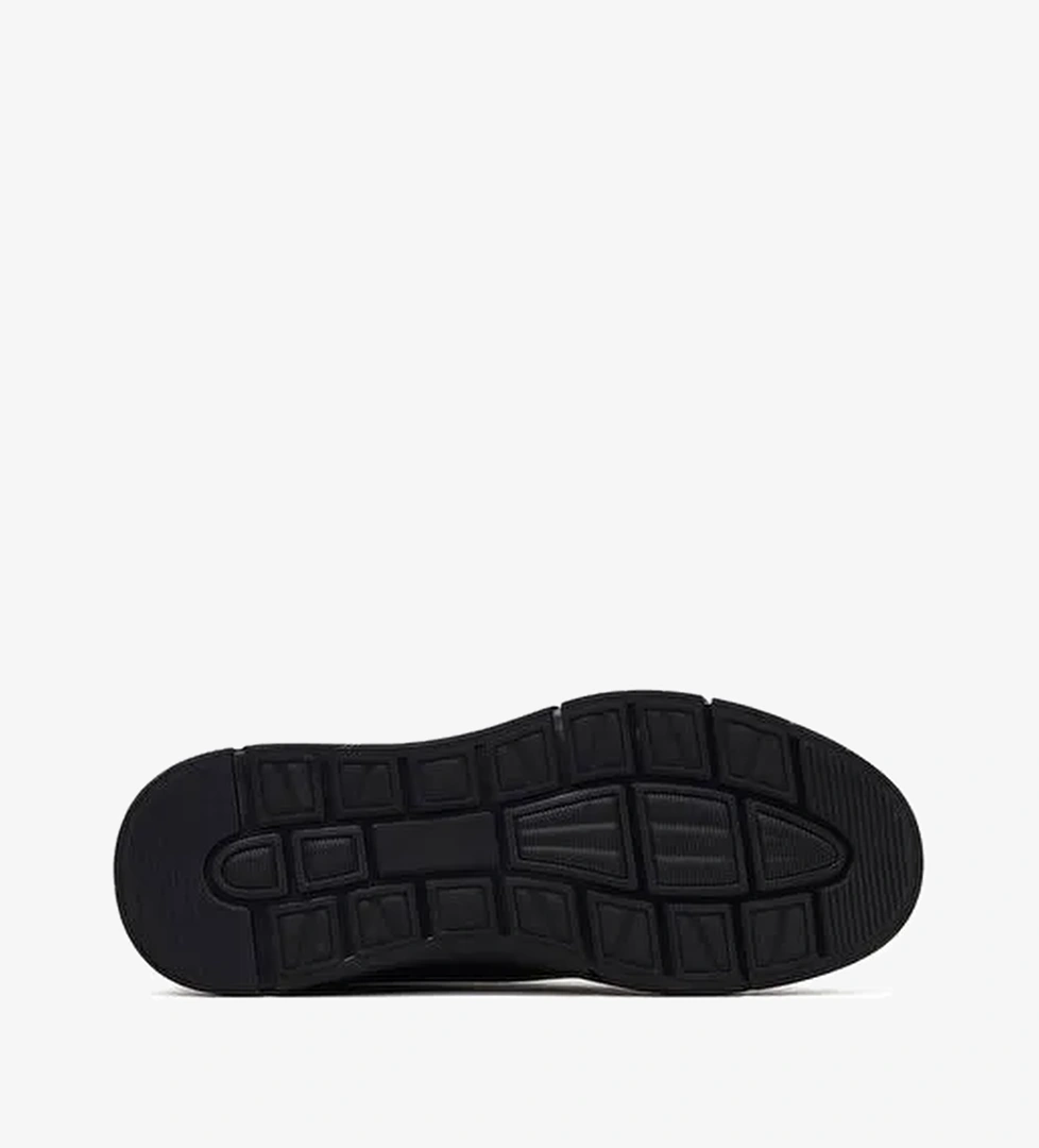 Erkek Siyah Bağcıklı Kalın Tabanlı Deri Casual Sneaker 25WFD677714 - Görsel 1