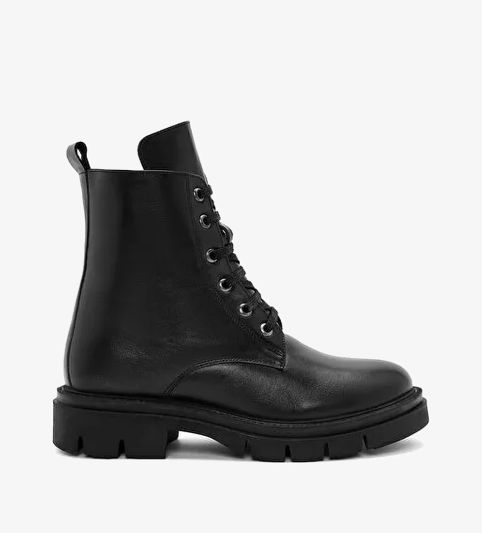 Kadın Siyah Fermuarlı Deri Bot 25WFD410918 - Görsel 1