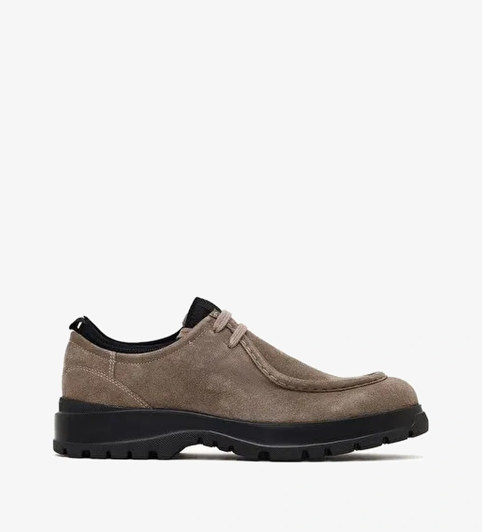Erkek Vizon Bağcıklı Kalın Tabanlı Süet Deri Casual Ayakkabı 25WFD632410 - Görsel 1