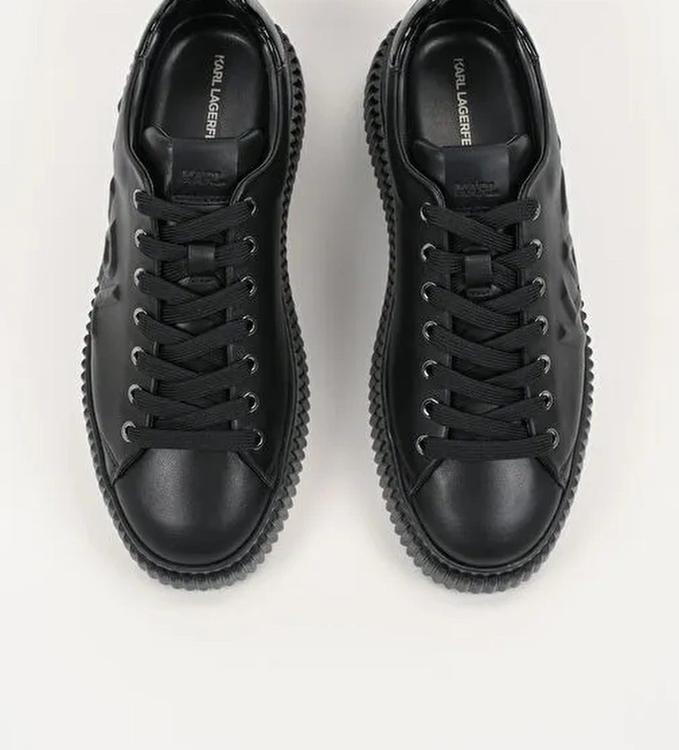 Karl Lagerfeld Siyah Erkek Deri Sneaker KAPRIKA Geometrikarl Logo