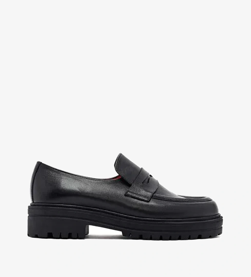 Derimod Gritti Kadın Siyah Deri Maskülen Loafer 25AFD111118 - Görsel 1