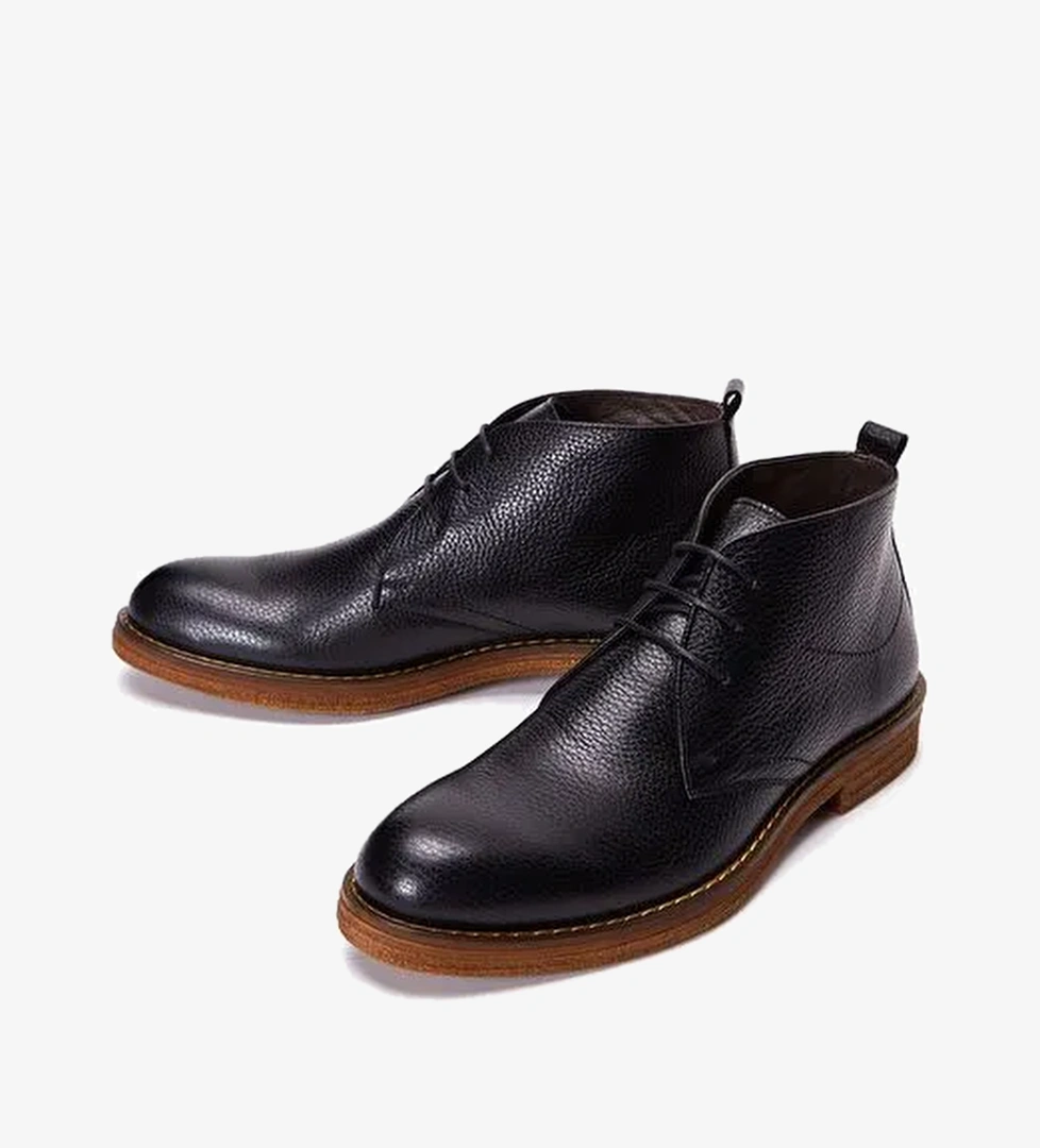Erkek Siyah Bağcıklı Deri Casual Bot 25WFD6010FT - Görsel 1