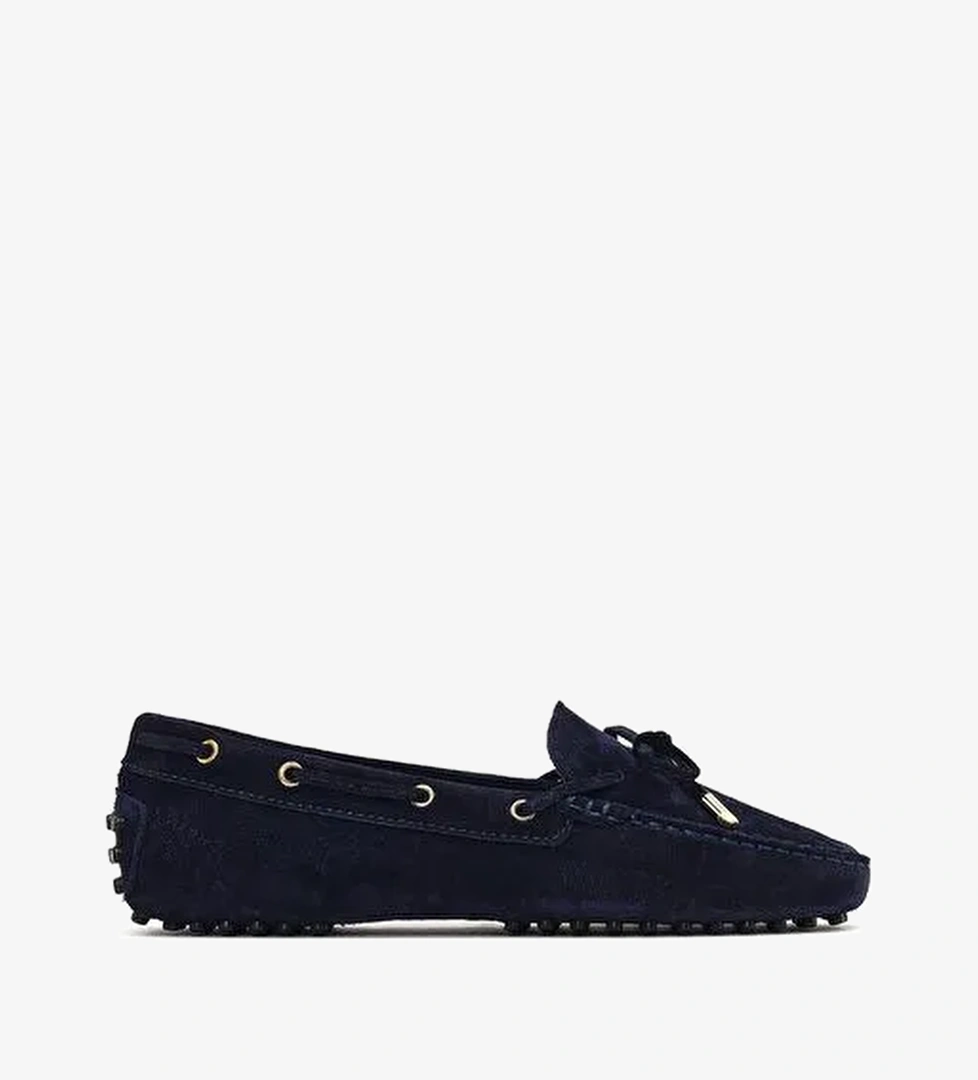 Kadın Lacivert Püsküllü Süet Deri Loafer 25AFD290610 - Görsel 1