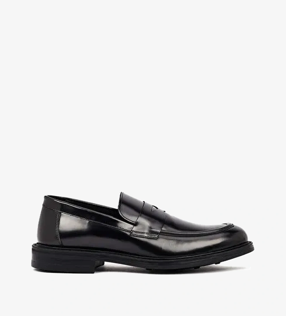 Erkek Siyah Deri Casual Loafer 25WFD750522 - Görsel 1