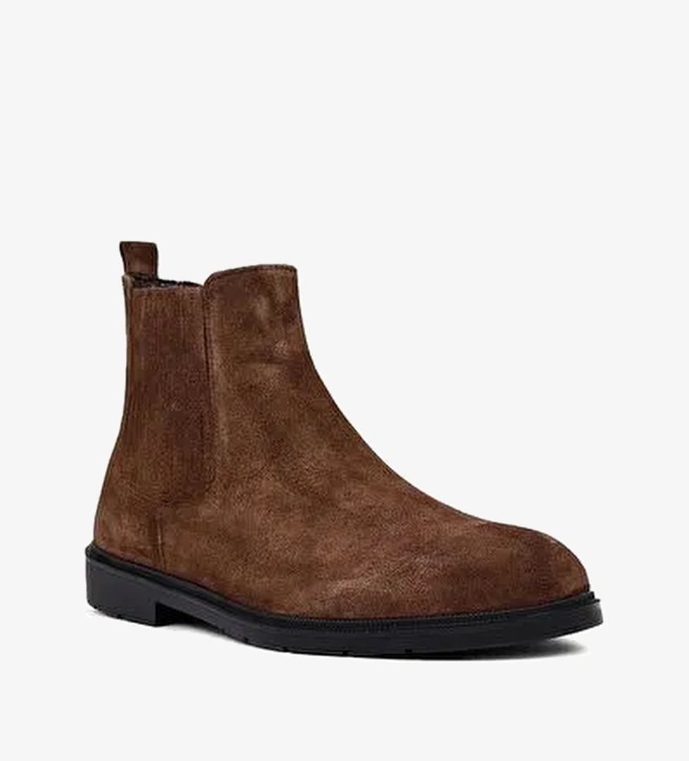 Erkek Kahverengi Süet Deri Chelsea Bot 25WFD702110 - Görsel 1