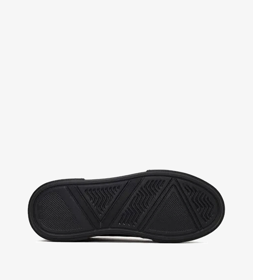 Erkek Siyah Bağcıklı Kalın Tabanlı Deri Sneaker 25WFD826014 - Görsel 1