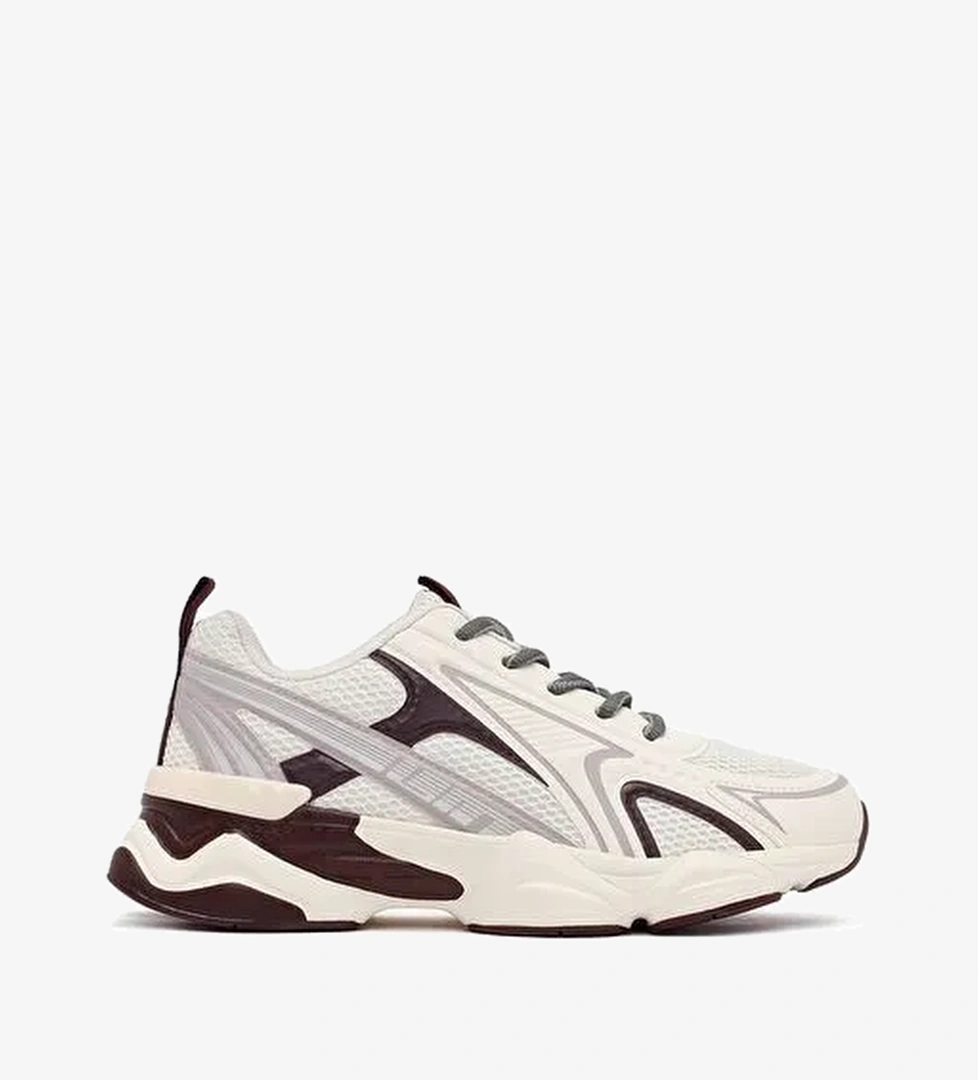 Kadın Bordo Bağcıklı Kalın Tabanlı Sneaker 25AFD431114 - Görsel 1