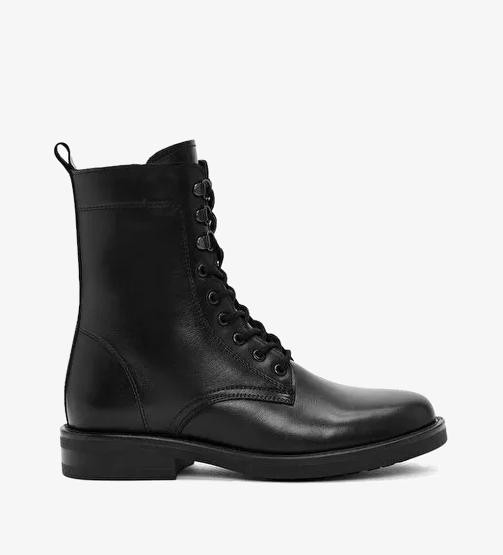 Kadın Siyah Fermuarlı Deri Postal Bot 25WFD510318 - Görsel 1
