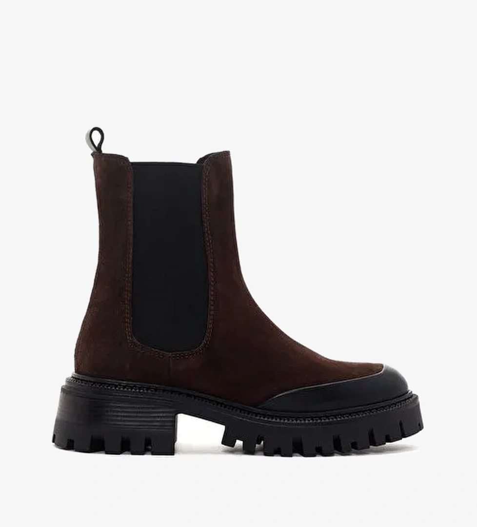 Kadın Kahverengi Kalın Tabanlı Süet Deri Chelsea Bot 25WFD150710 - Görsel 1