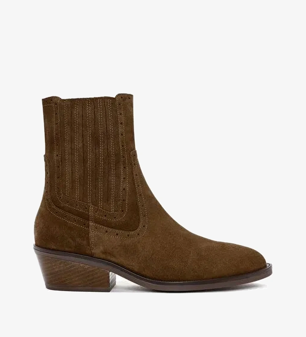 Kadın Taba Süet Deri Kovboy Bot 25WFD200510 - Görsel 1