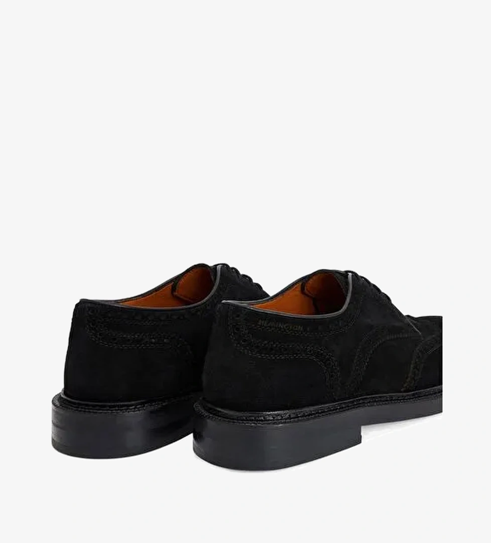 Doğal Süet Deri Dikiş Detaylı Siyah Klasik Ayakkabı - Görsel 1