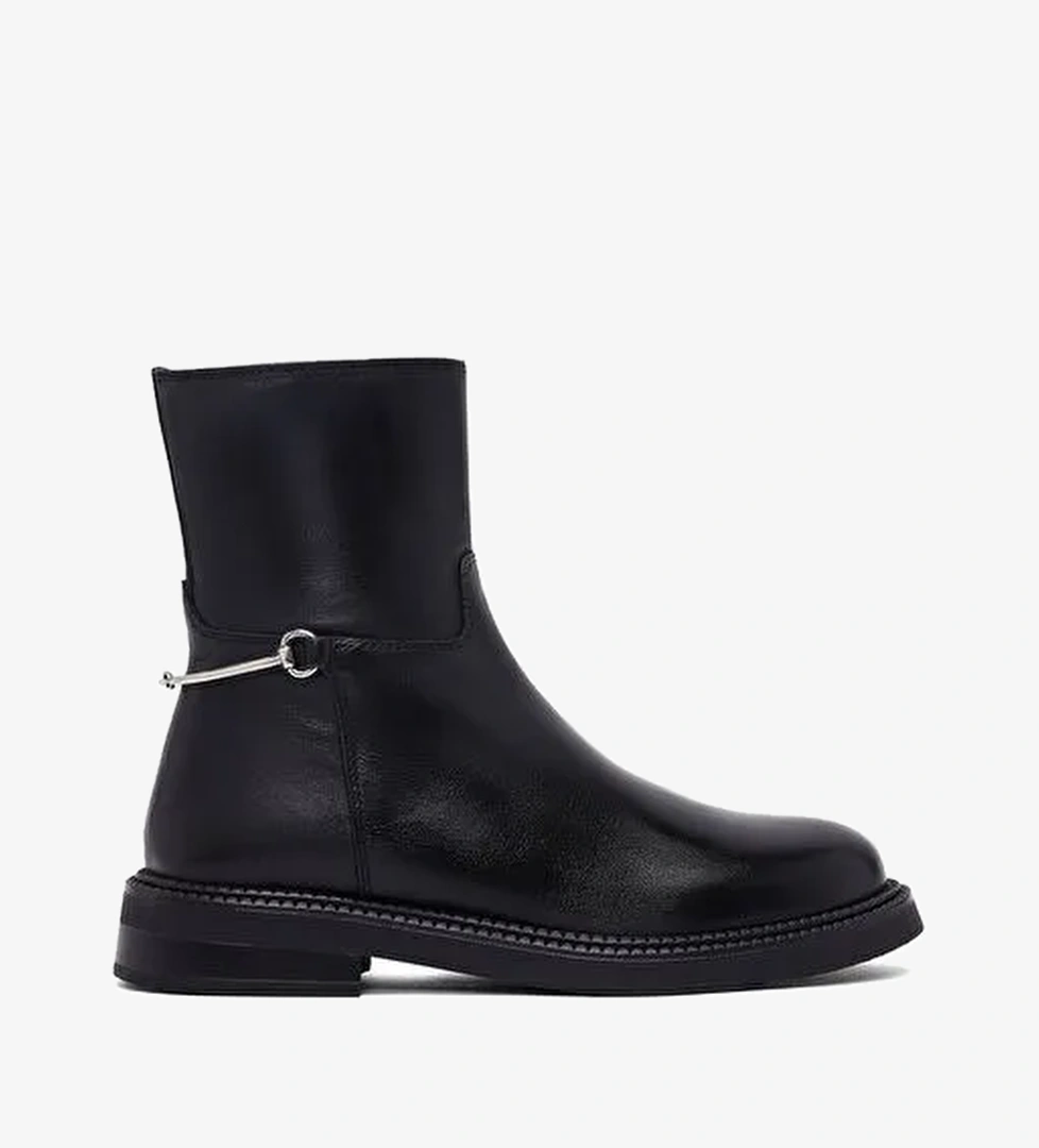 Kadın Siyah Fermuarlı Deri Bot 25WFD512718 - Görsel 1