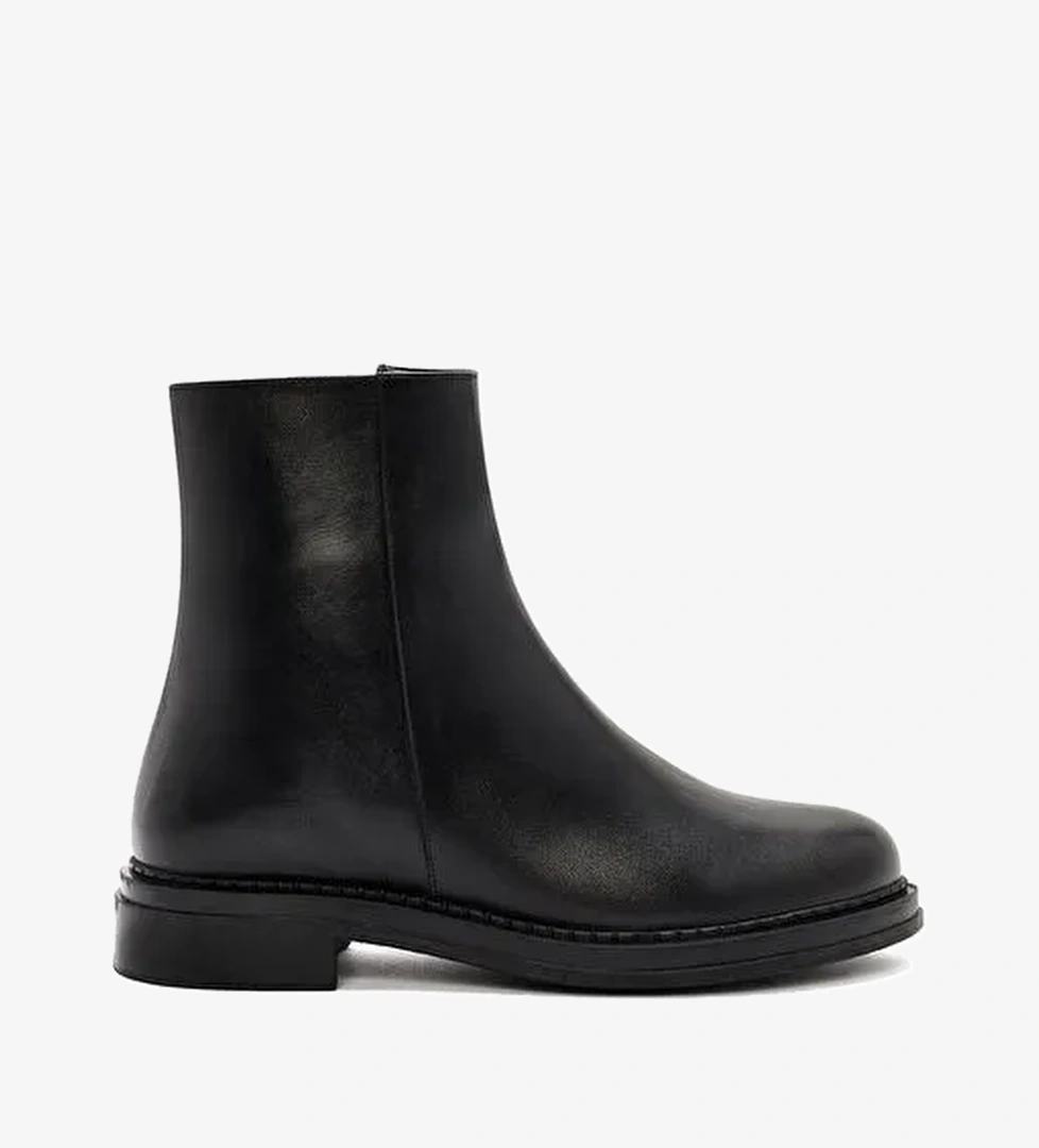 Kadın Siyah Fermuarlı Deri Bot 25WFD410618 - Görsel 1