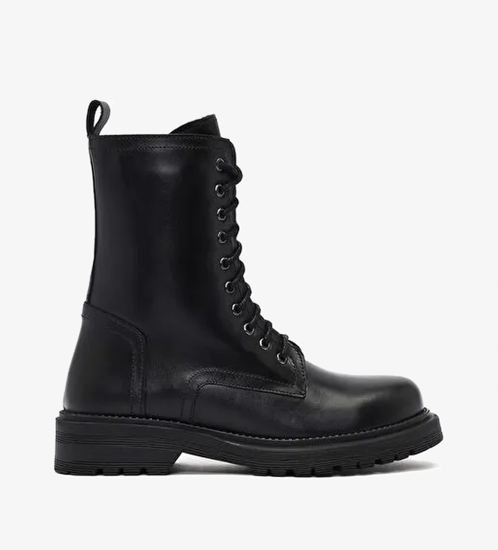 Kadın Siyah Fermuarlı Deri Postal Bot 25WFD187018 - Görsel 1