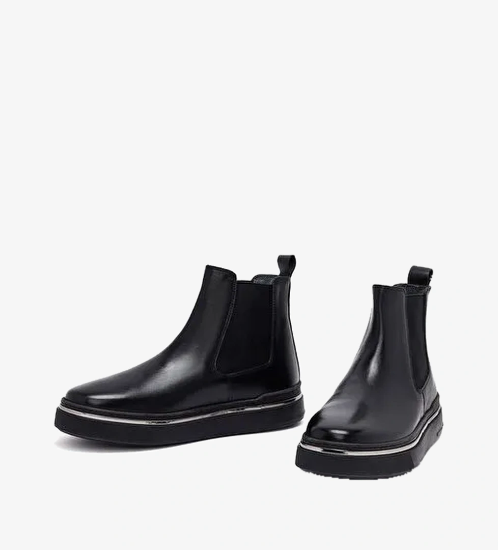 Erkek Siyah Kalın Tabanlı Deri Chelsea Bot 25WFD654718 - Görsel 1