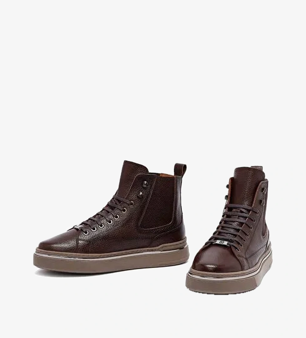 Erkek Kahverengi Bağcıklı Deri Spor Bot 25WFD6548FT - Görsel 1