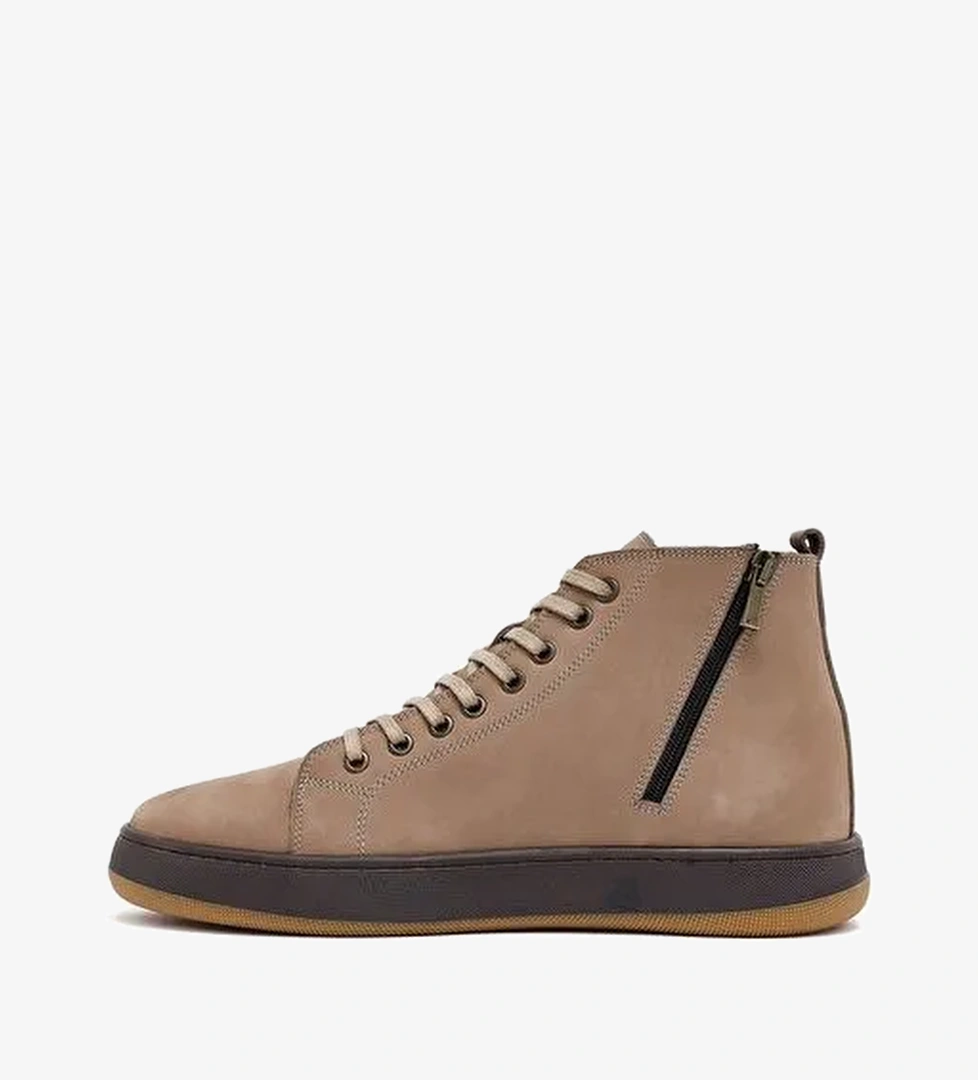 Erkek Vizon Bağcıklı Fermuarlı Nubuk Deri Spor Bot 25WFD6609V3 - Görsel 1