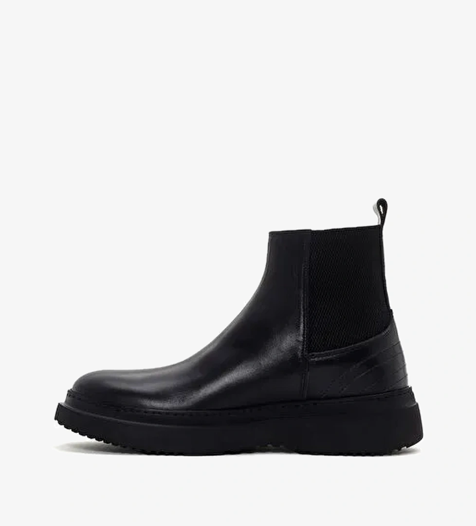 Erkek Siyah Deri Chelsea Bot 25WFD630818 - Görsel 1