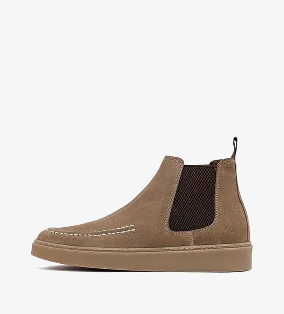 Erkek Bej Süet Deri Chelsea Bot 25WFD681410 - Görsel 1